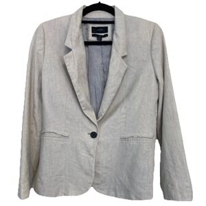 J Crew Women's Linen Blazer Beige Women's Size 6‎